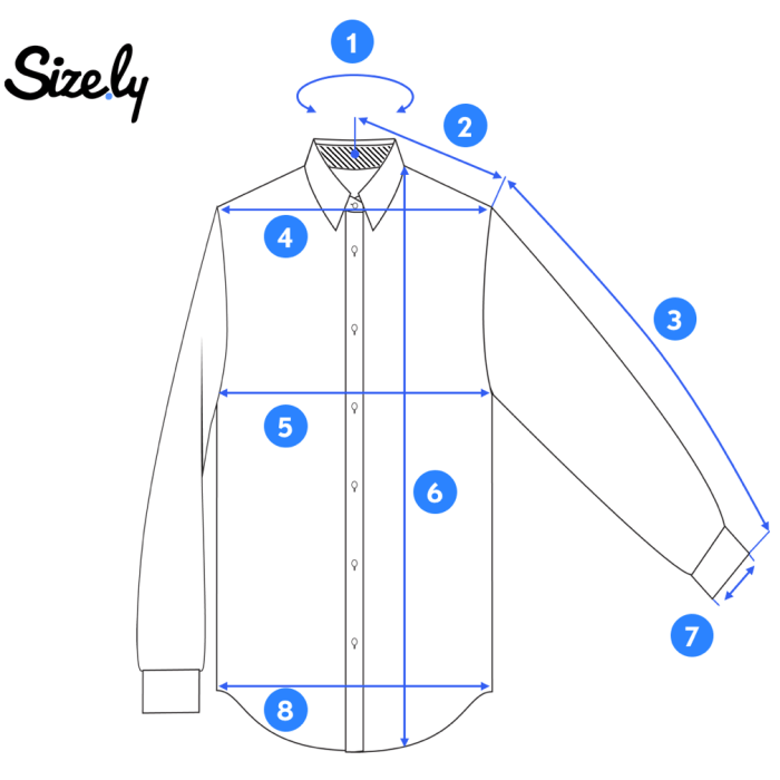 Sizes for men's dress shirts