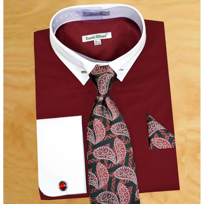 Mens burgundy dress shirt and tie